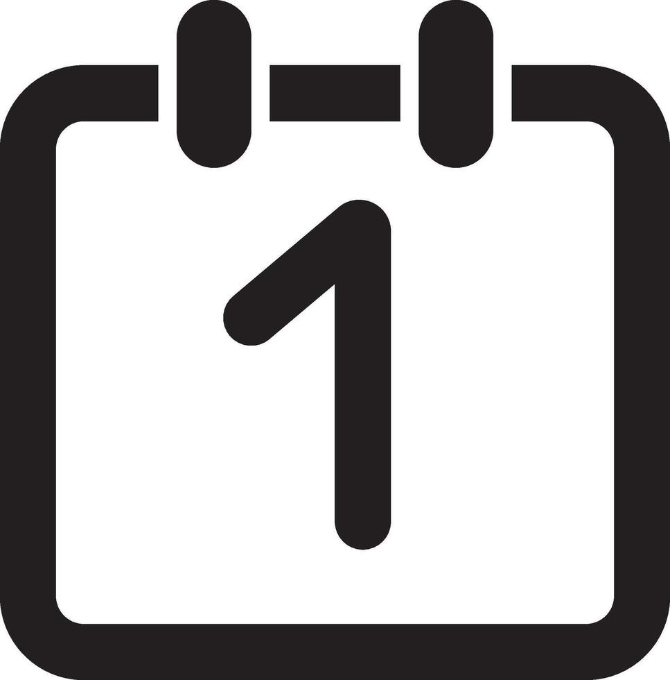A calendar icon with the number one on it vector