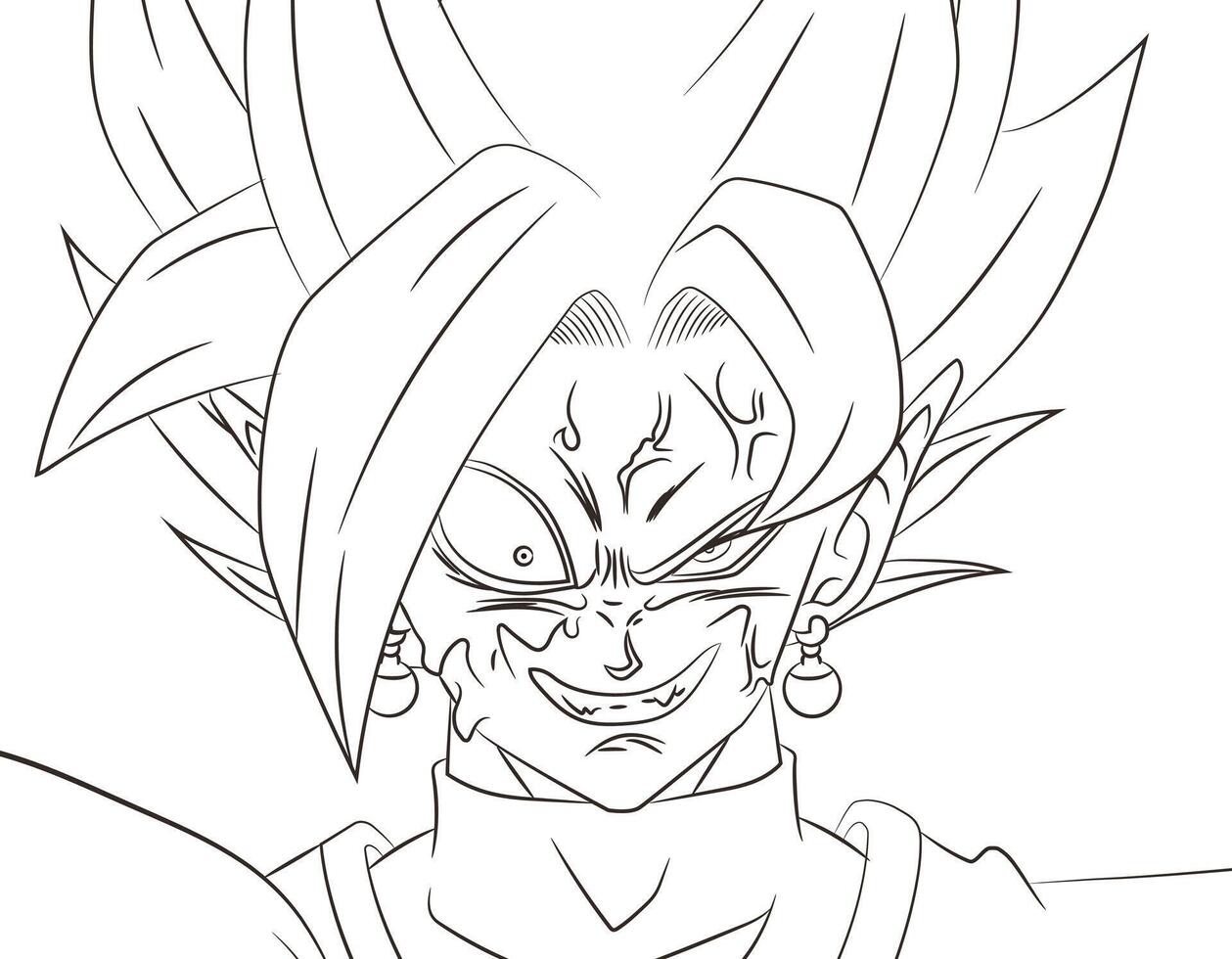 Fused Zamasu Mutated Form Line Art Illustration vector