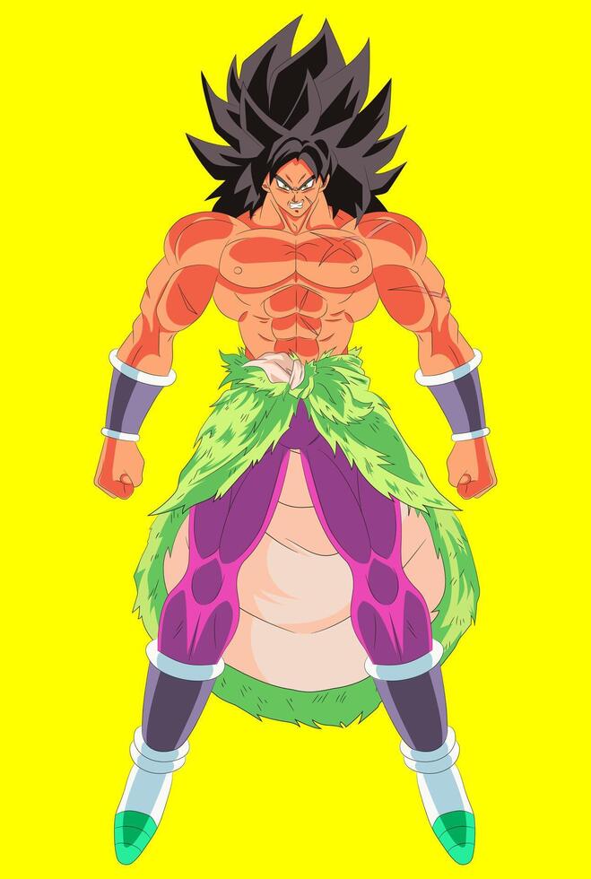 Broly ozaru, Dragon Ball Super character, illustration, editable colors vector