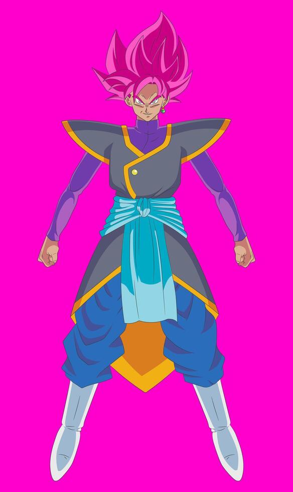 Goku Black Super Saiyan Rose Full Body Illustration vector