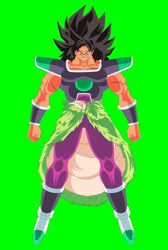 Broly ozaru, Dragon Ball Super character, 2D illustration, editable colors vector