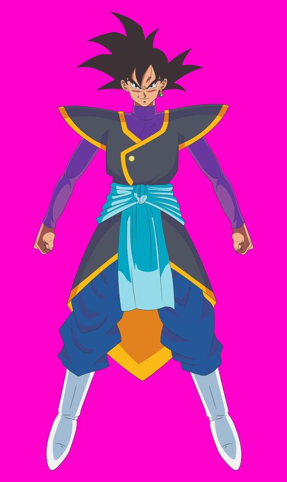 black goku, Dragon Ball super character, 2D illustration, editable colors vector