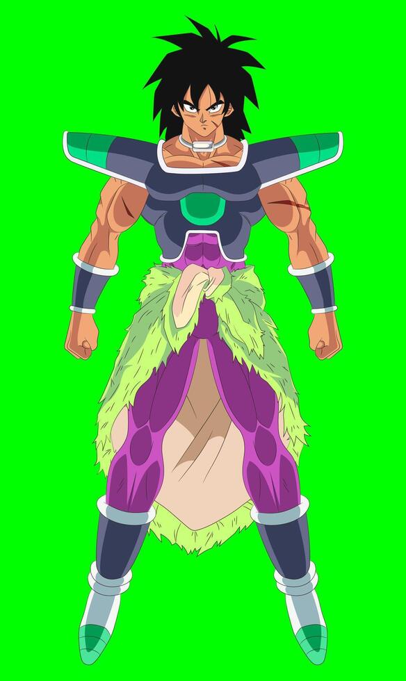 Illustration of Broly in Saiyan armor vector