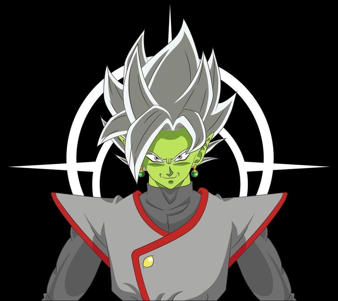 2D illustration of Zamasu fusion from Dragon Ball super full color vector