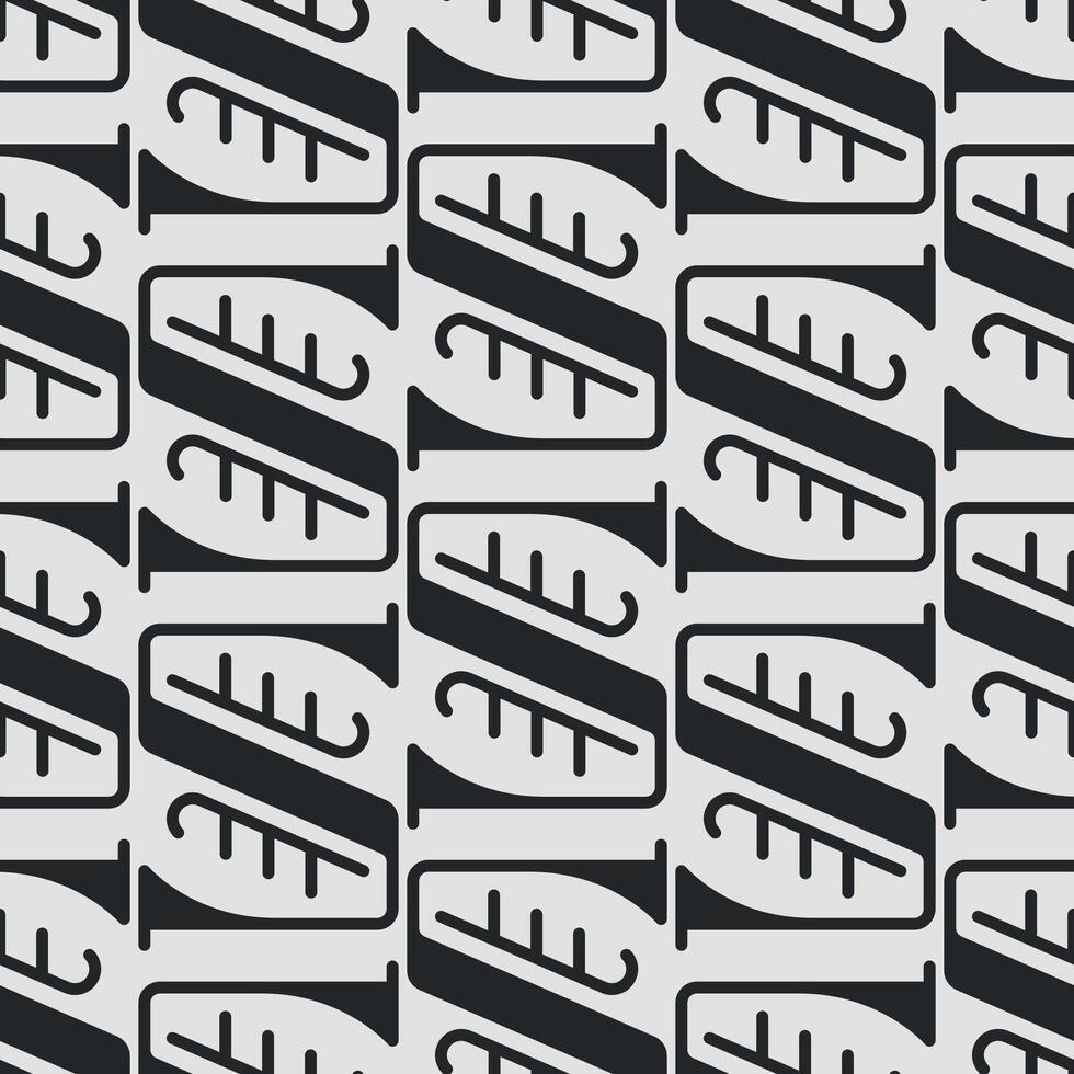 Seamless pattern with black letter S shapes. Modern abstract typography texture, perfect for packaging, fabric, stationery, wallpapers, and branding backgrounds. vector