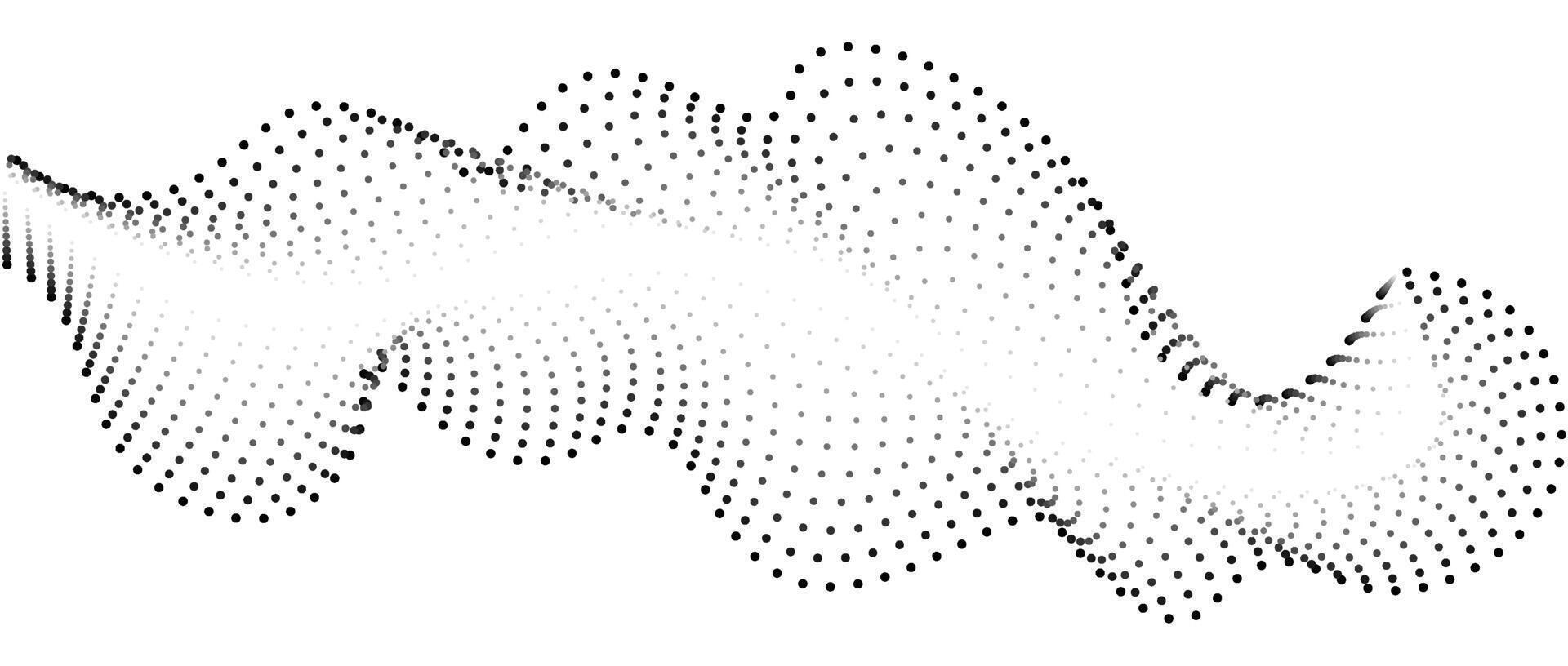 Abstract wave with dots. flowing dots with blending halftone lines. A curved wavy line. Dynamic sound dot wave. Digital equalizer of frequency tracks. Concept of technology, science, music vector