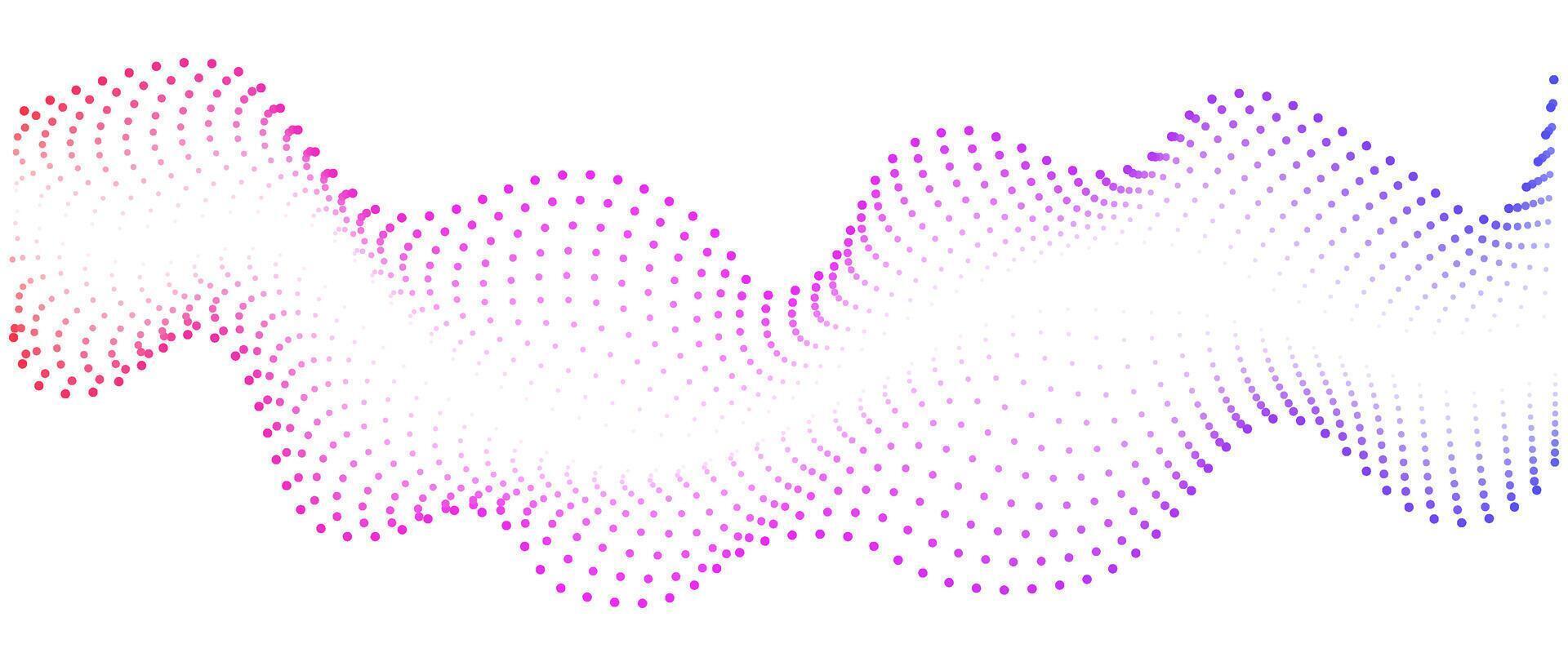 Wave pattern of flowing dots , gradient rainbow color . Concepts nanotechnology, music. Abstract banner design element for music. vector