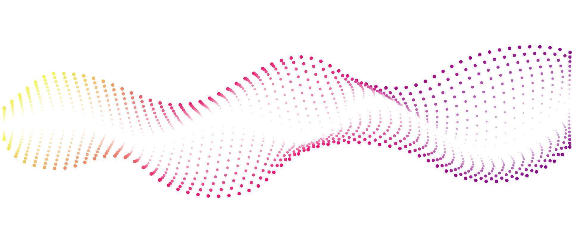 Wave pattern of flowing dots , gradient rainbow color . Nanotechnology concepts . Abstract design element , banner for music. futuristic illustration vector