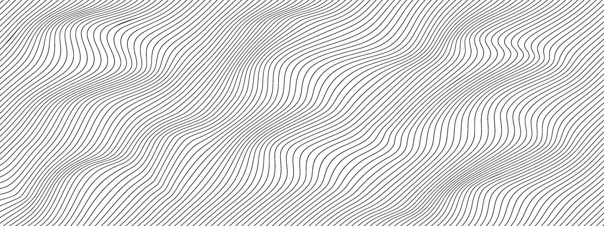 Abstract background of curving wavy lines. Deformed horizontal gray stripes. Dynamic composition of linear figure . texture of simple lines vector