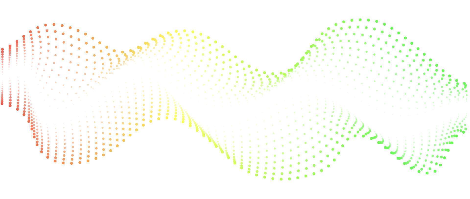 Wave pattern of flowing dots , gradient rainbow color . Nanotechnology concepts . Abstract wave for design , banners for music . futuristic illustration vector