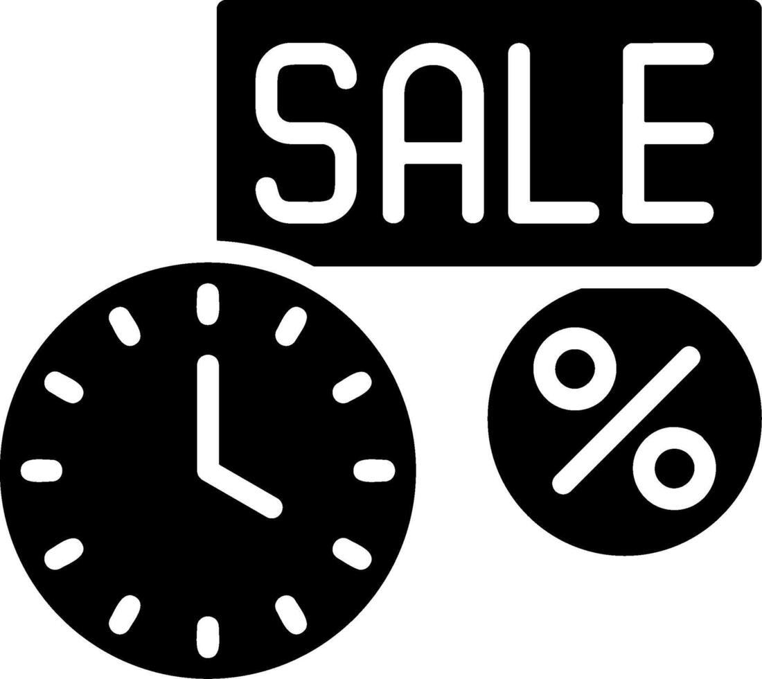 Sale Countdown Timer Solid Style Icon vector