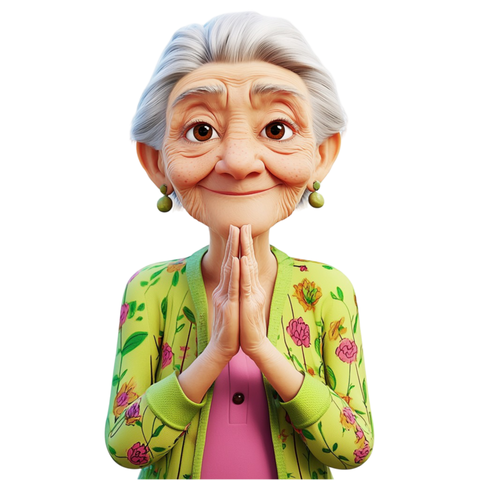 Kind elderly woman warm smile and gentle expression radiates On Transparent Background png