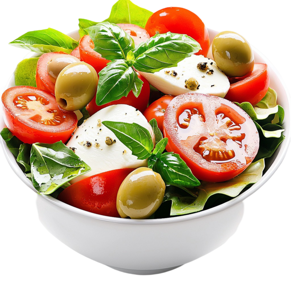 Fresh green salad variety of colorful vegetables offers a On Transparent Background png