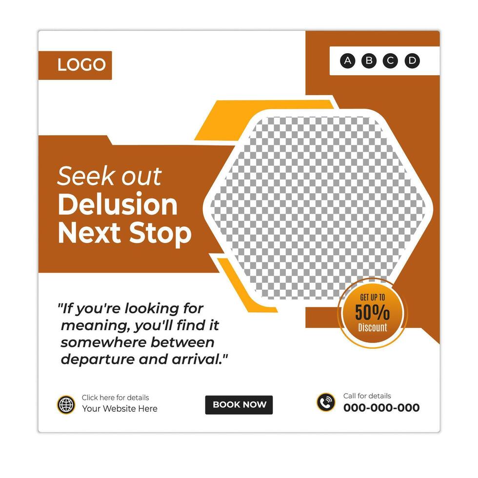 City travel social media posts and web banner square design template vector