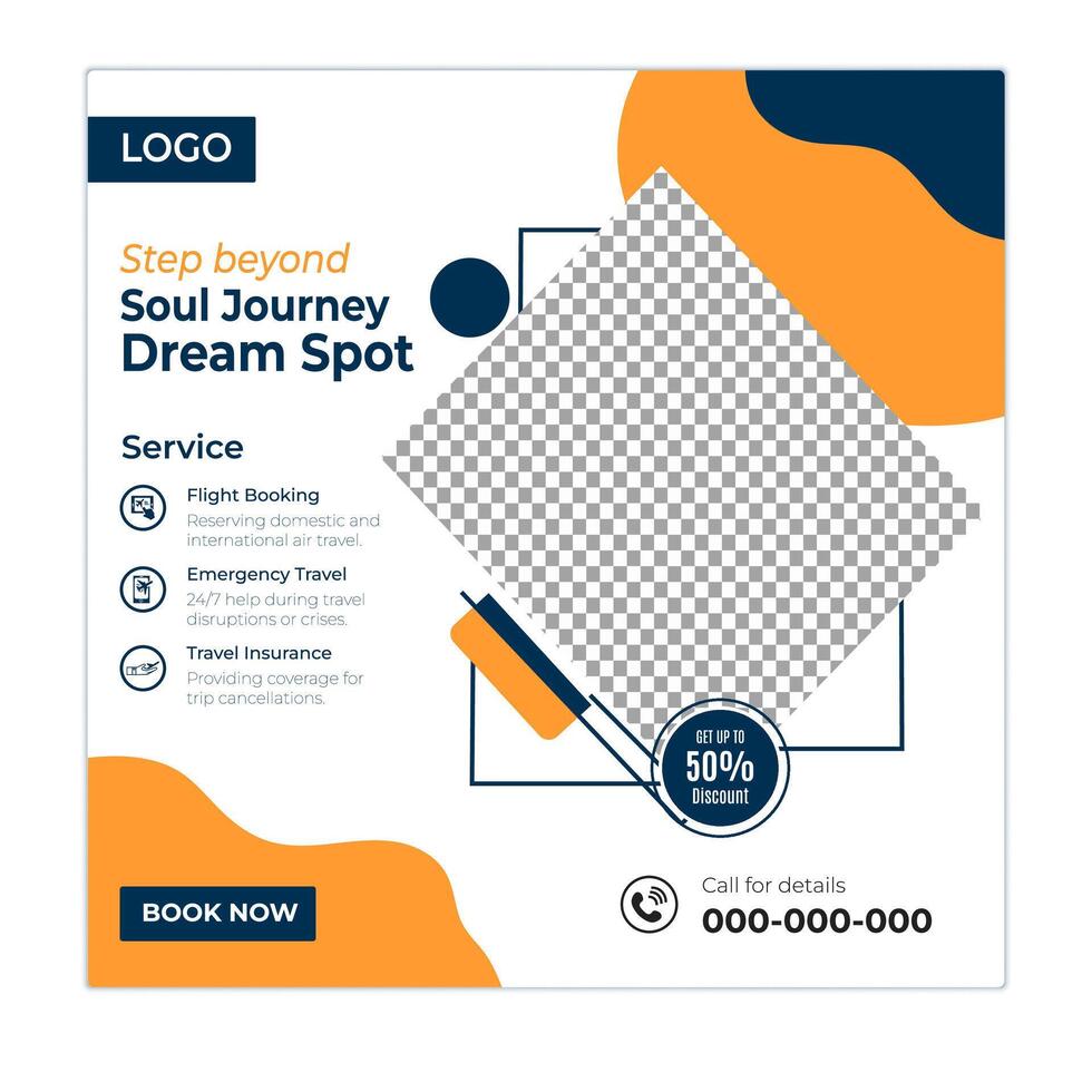 Tour Offer Social Media Banner and Travel Web Ad Template vector