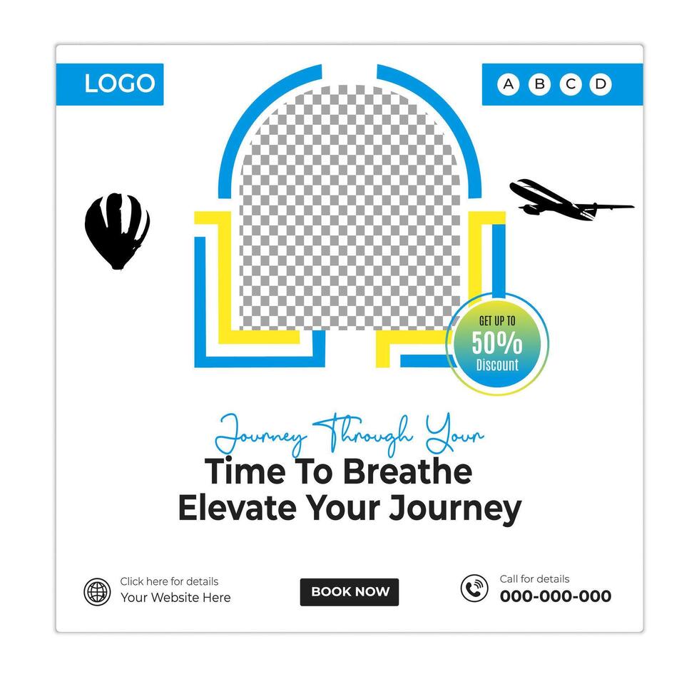 Luxury tour social media posts and web banner square design template vector
