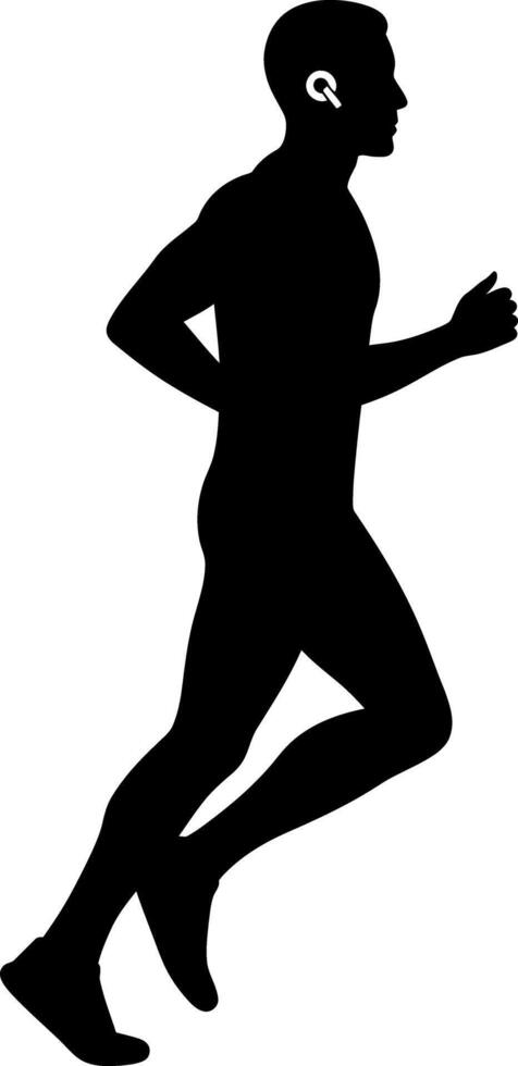 Male Runner Silhouette Jogging Fitness Exercise Illustration Black and White vector