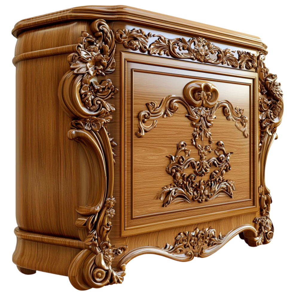 Vintage wooden dresser ornate details a classic piece of On Transparent Background png