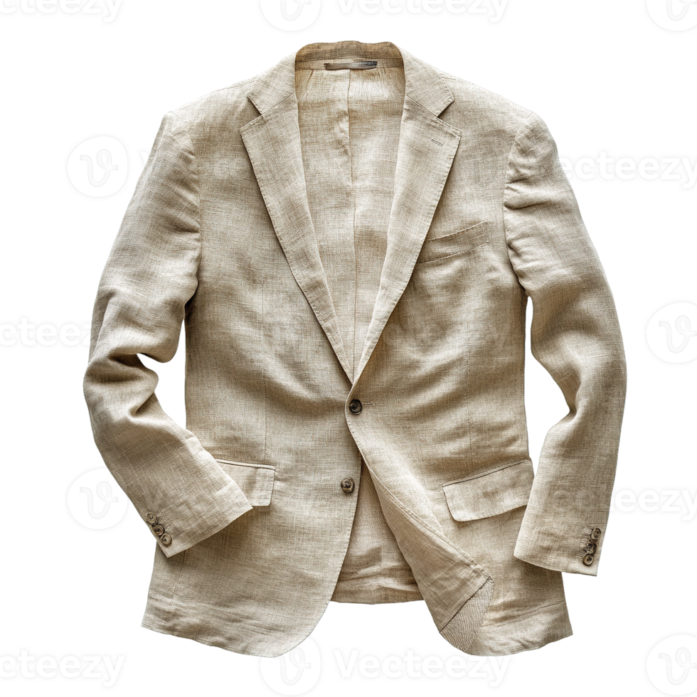 Floating Summer Blazer Made from Breathable Linen Fabric in Neutral Shades on Transparent Background png
