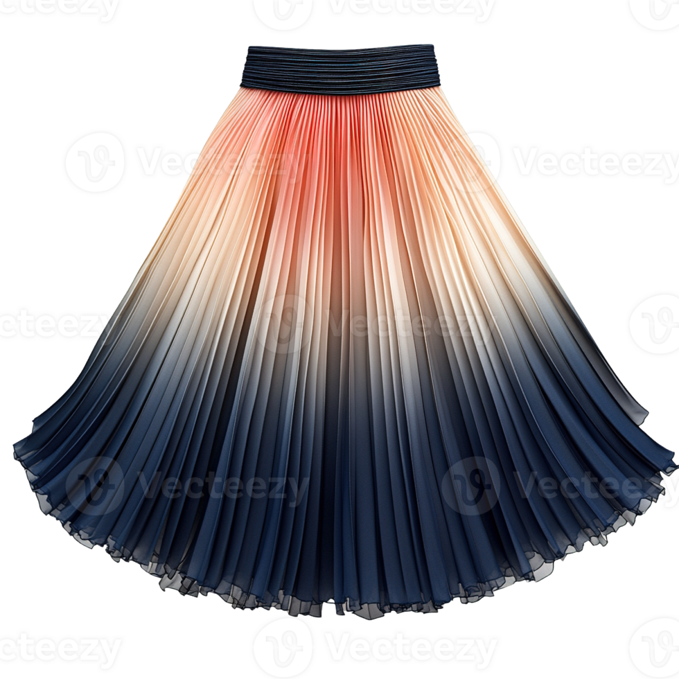 Feminine Skirt with Ombre Patterns Flaring Outward Isolated on Transparent Background png