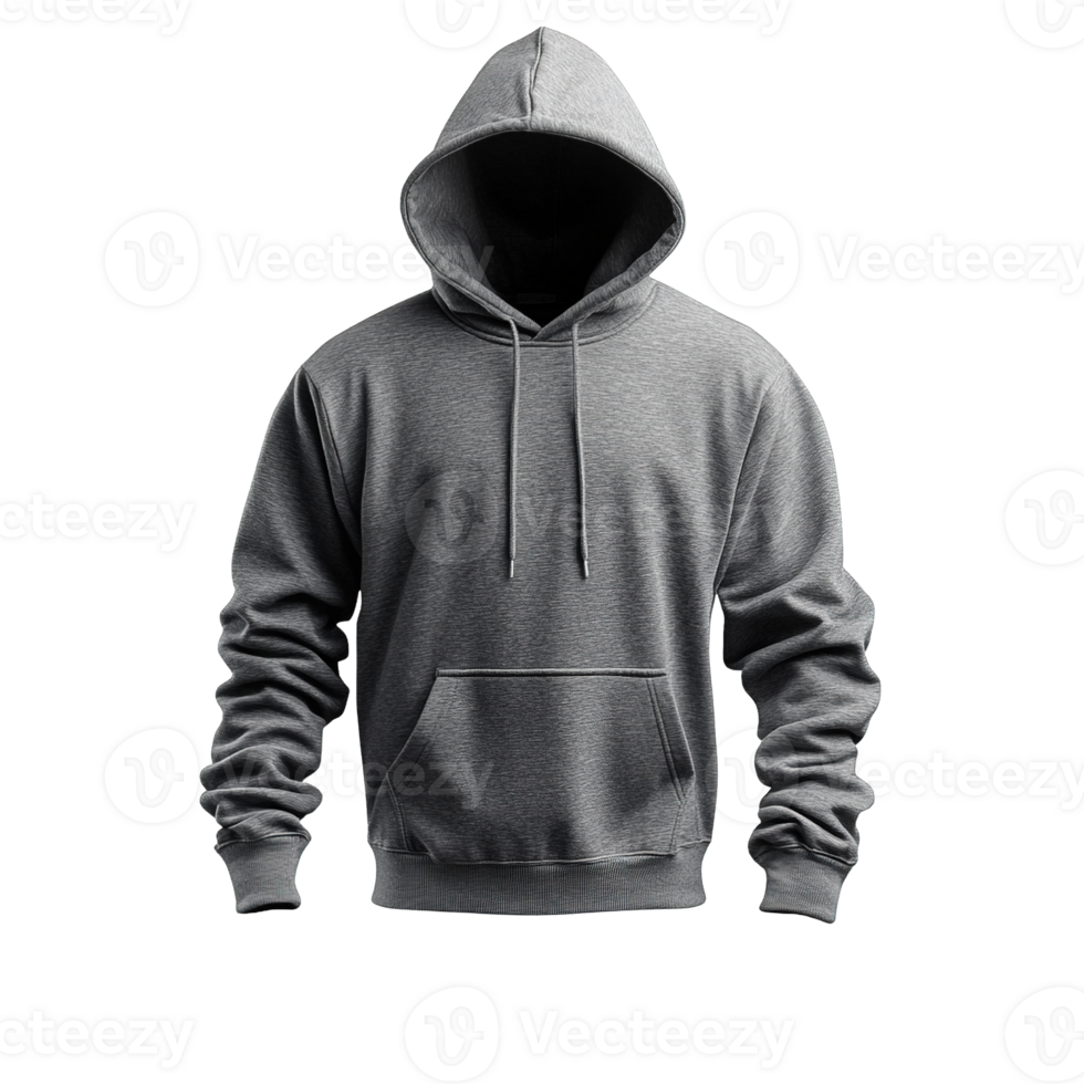Gray Hoodie with Natural Fabric Texture on Transparent Background png