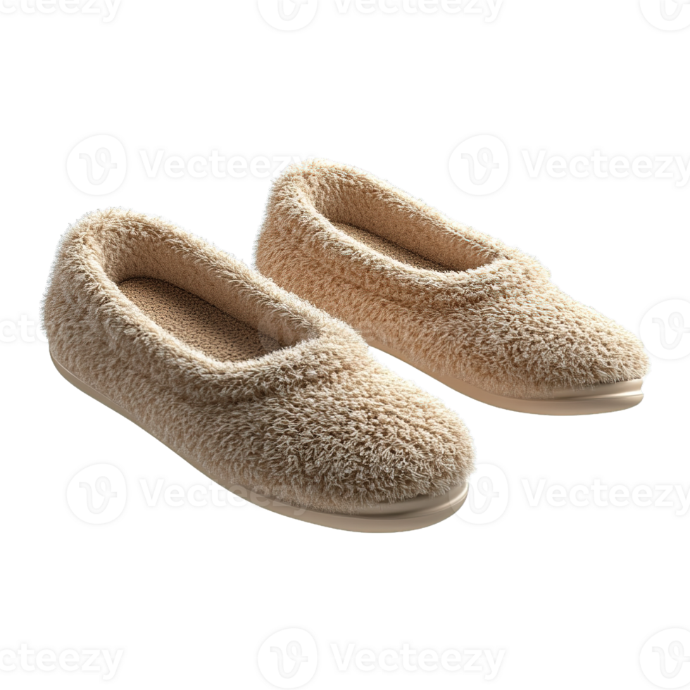 Soft Plush Slippers for Men and Women Isolated on Transparent Background png
