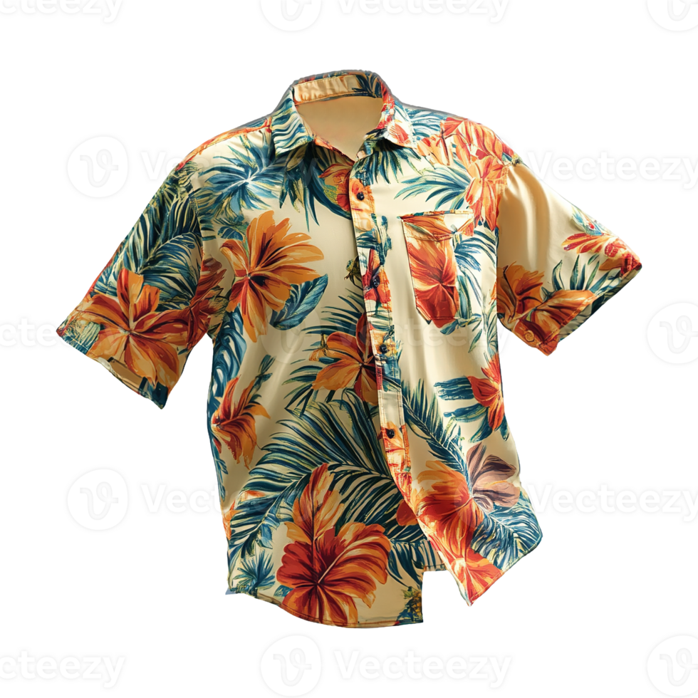 Shirt in Motion Featuring Vibrant Botanical Designs Isolated on Transparent Background png