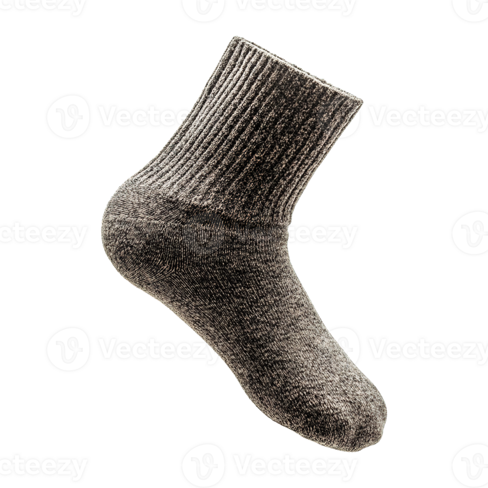 Cozy Knitted Winter Sock Suspended Mid-Air with Realistic Shadows and Textures on Transparent Background png
