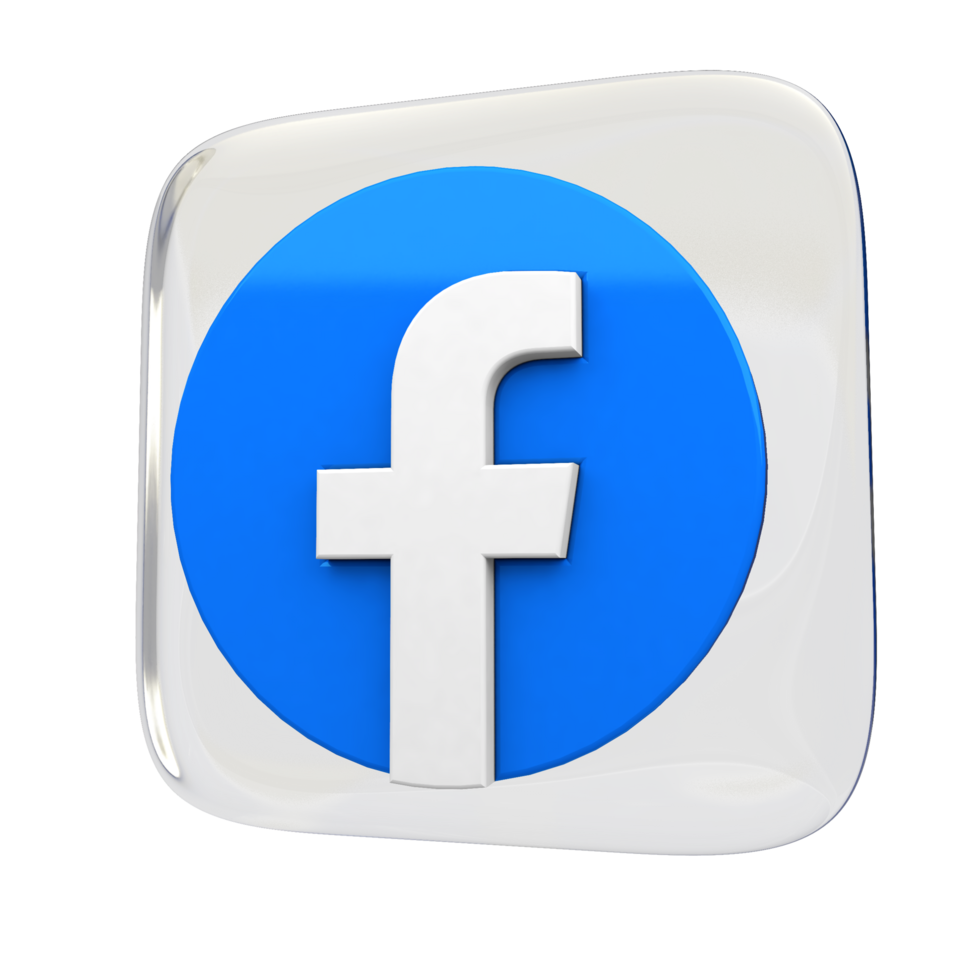 Square Glass Facebook 3D Render Icon png