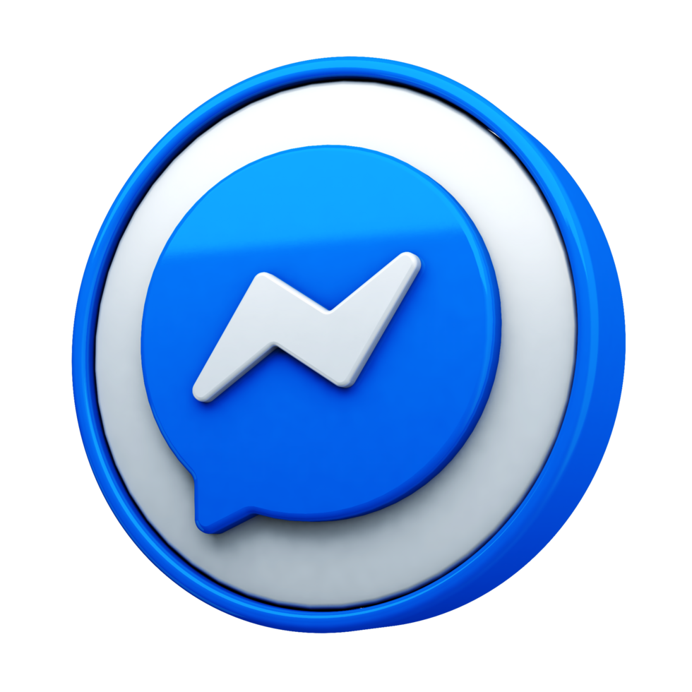 Circle blue white Messenger 3D Render Icon png