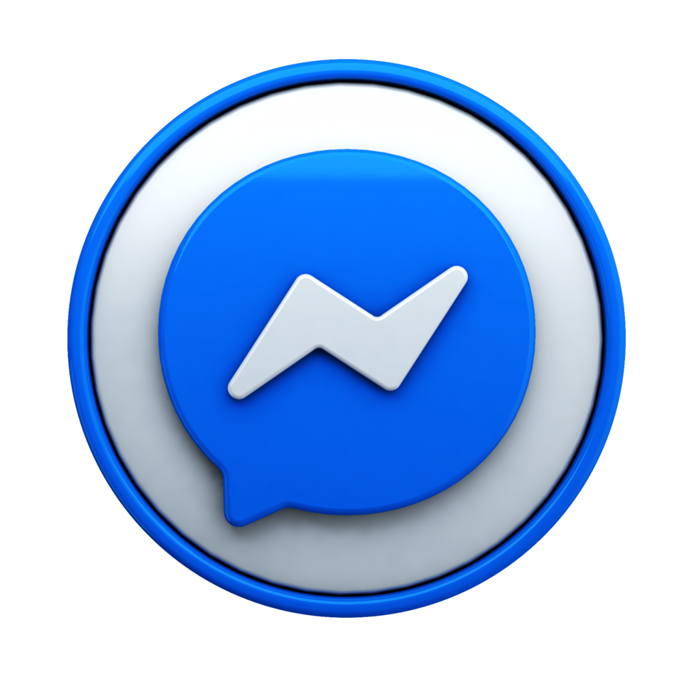 White Messenger 3D Render Icon png