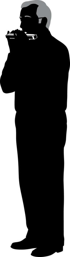 Silhouette of man smoking cigarette illustration in black and gray colors vector