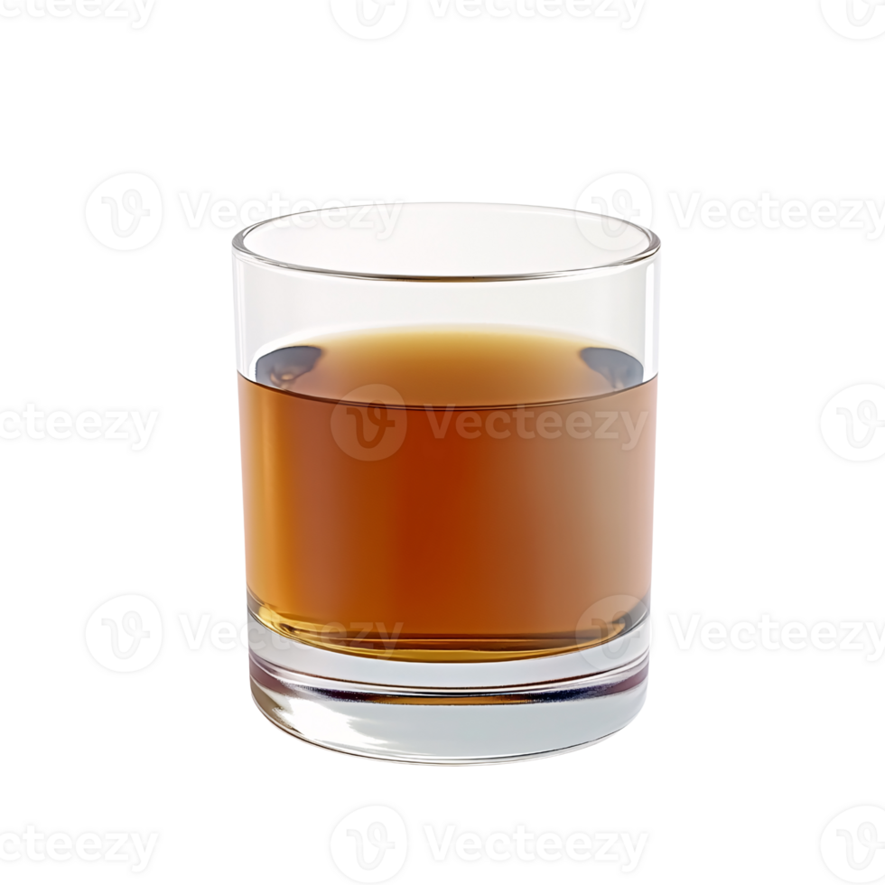 Elegant glass of amber whiskey or bourbon on a transparent background, showcasing the rich color and texture of the alcoholic beverage png