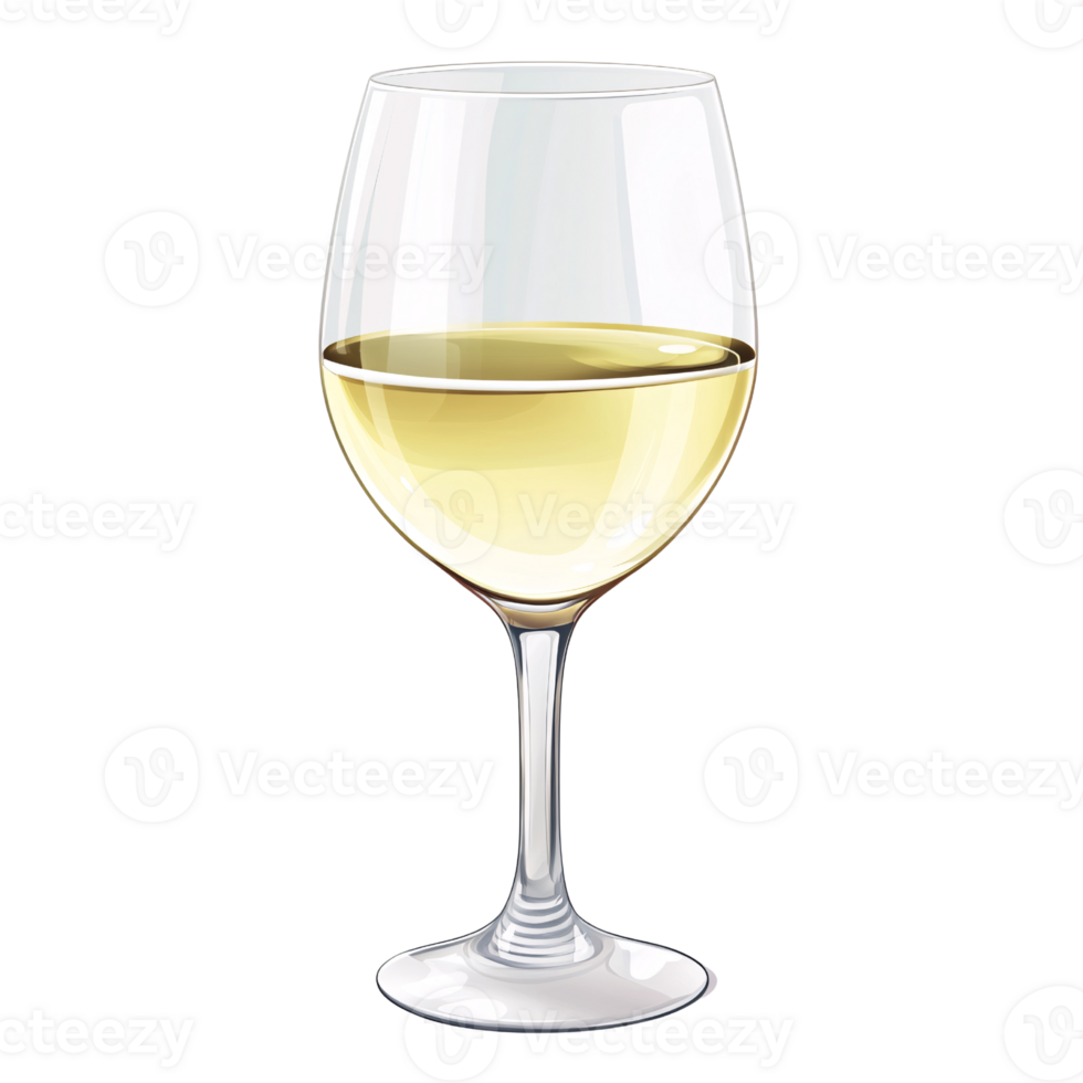 Elegant glass of white wine on a transparent background, showcasing a refreshing alcoholic beverage for celebration and relaxation png