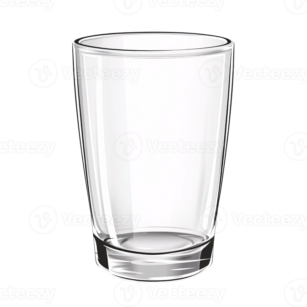 Empty clear glass tumbler on a transparent background, showcasing minimalist design and versatile use for beverage presentation or product mockup png