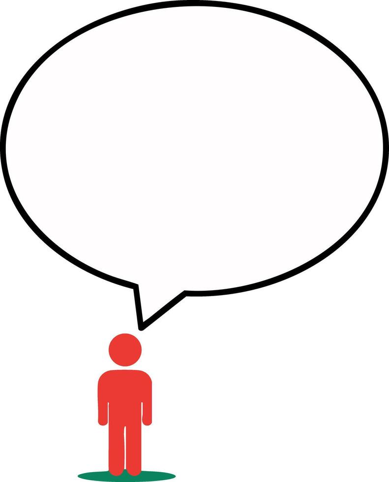Red human figure with empty speech bubble illustration in simple style vector