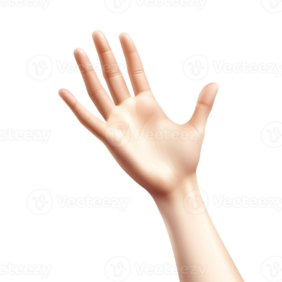 Caucasian adult hand reaching up on transparent background Concept of assistance, support, and greeting png