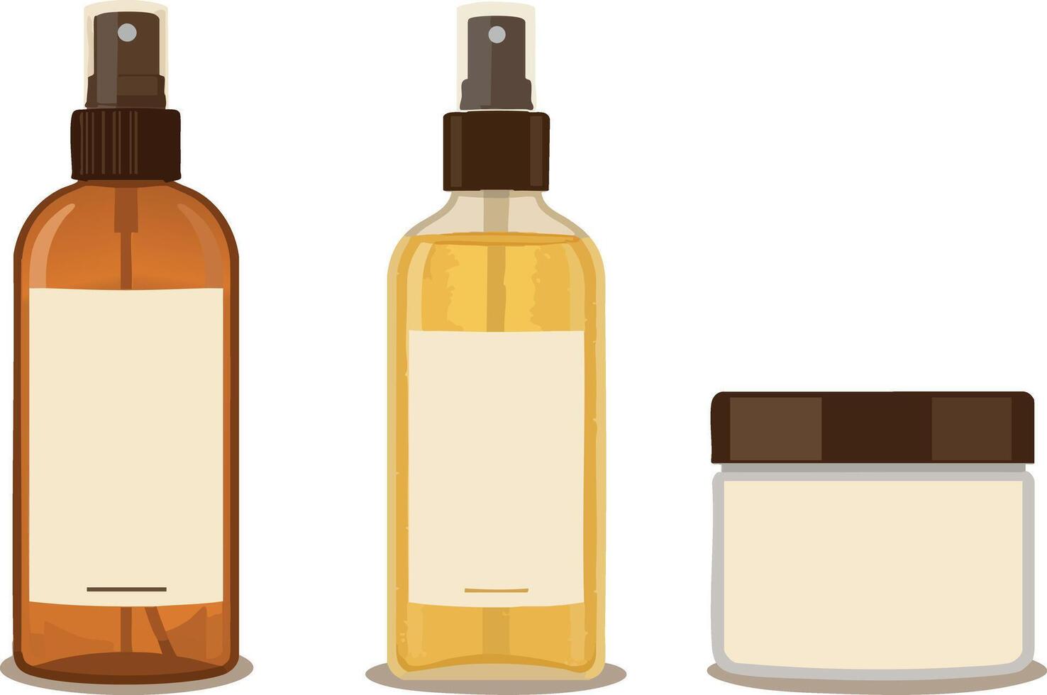 Cosmetic bottles and jar set with blank labels for skincare products illustration vector