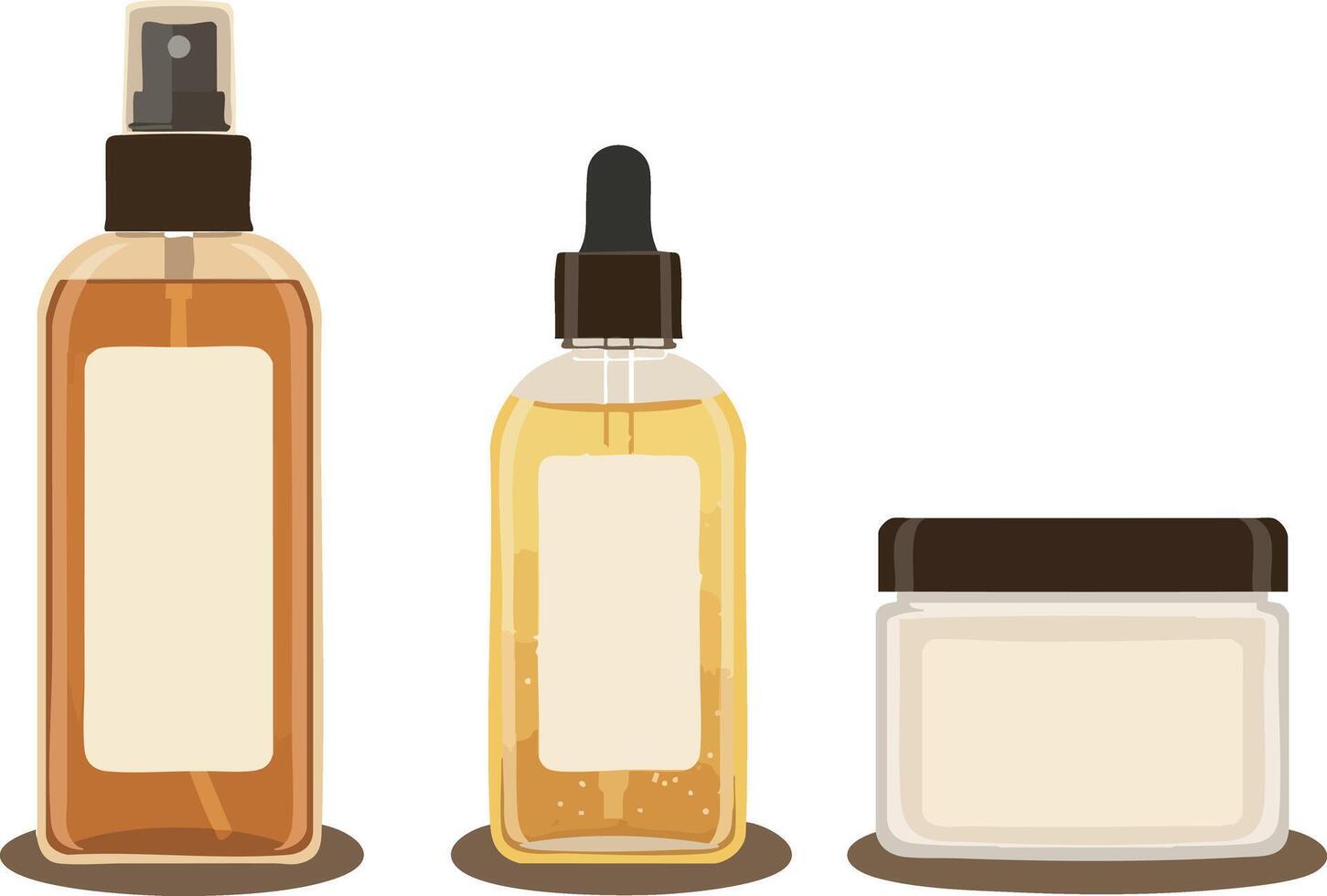 Skincare bottles and jar set with spray and dropper for beauty routine illustration vector