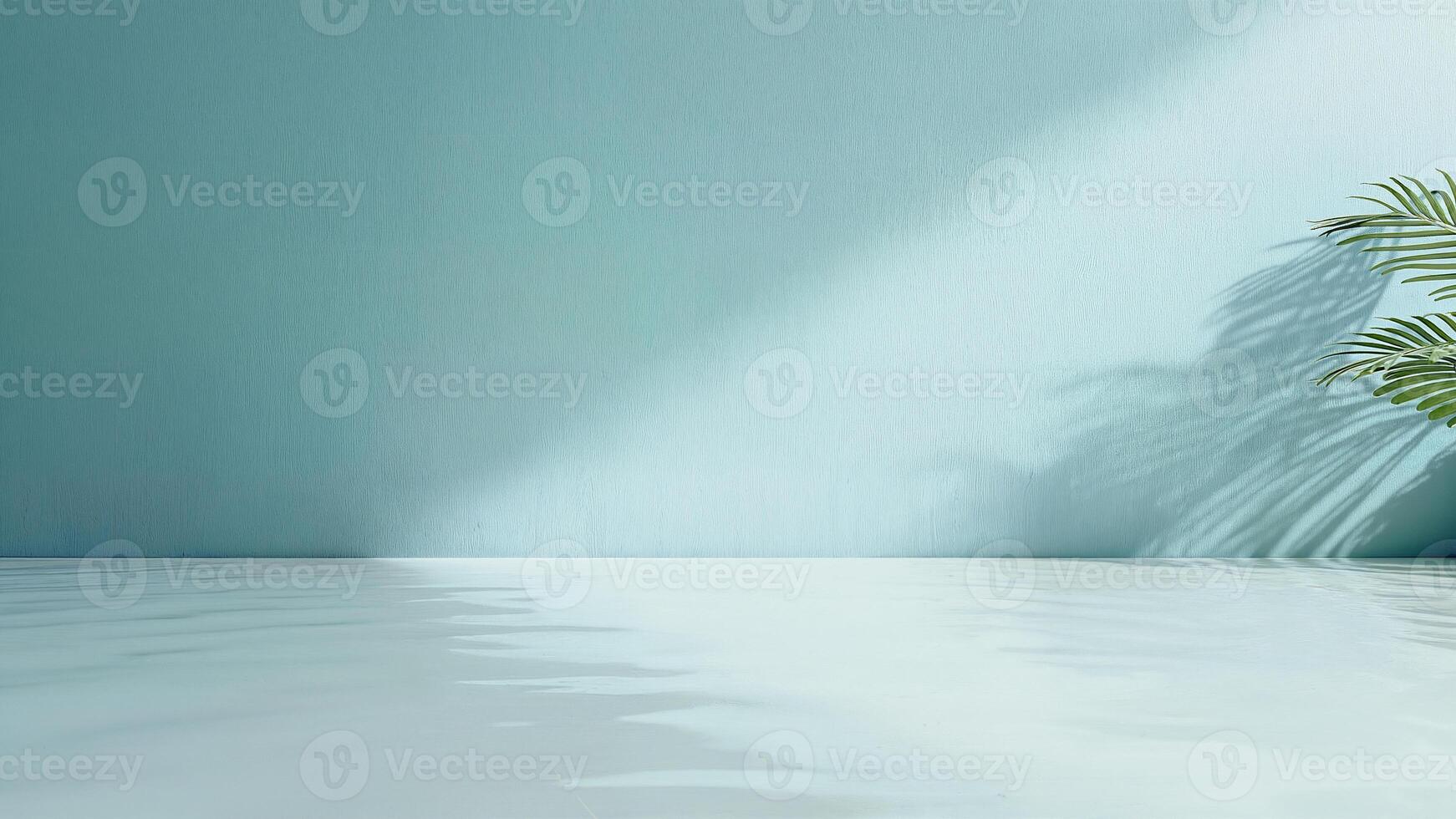 Minimalist Blue Background With Palm Shadow photo