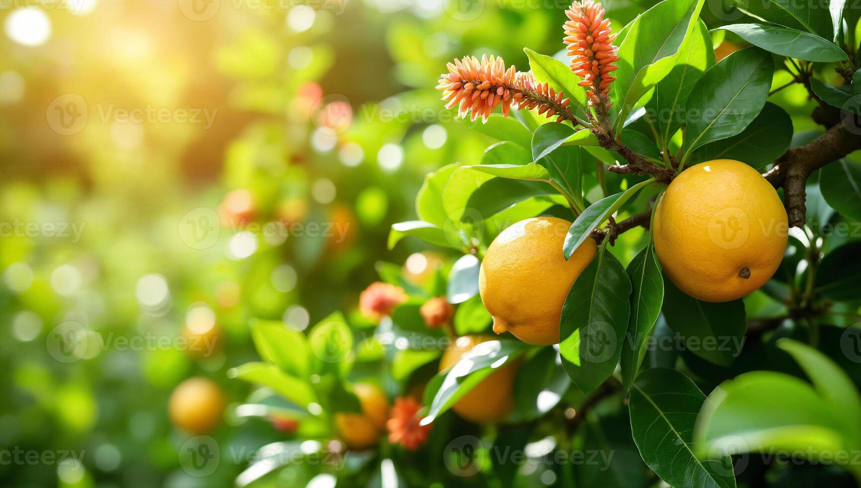 Ripe Oranges Growing On Lush Tree Branches photo