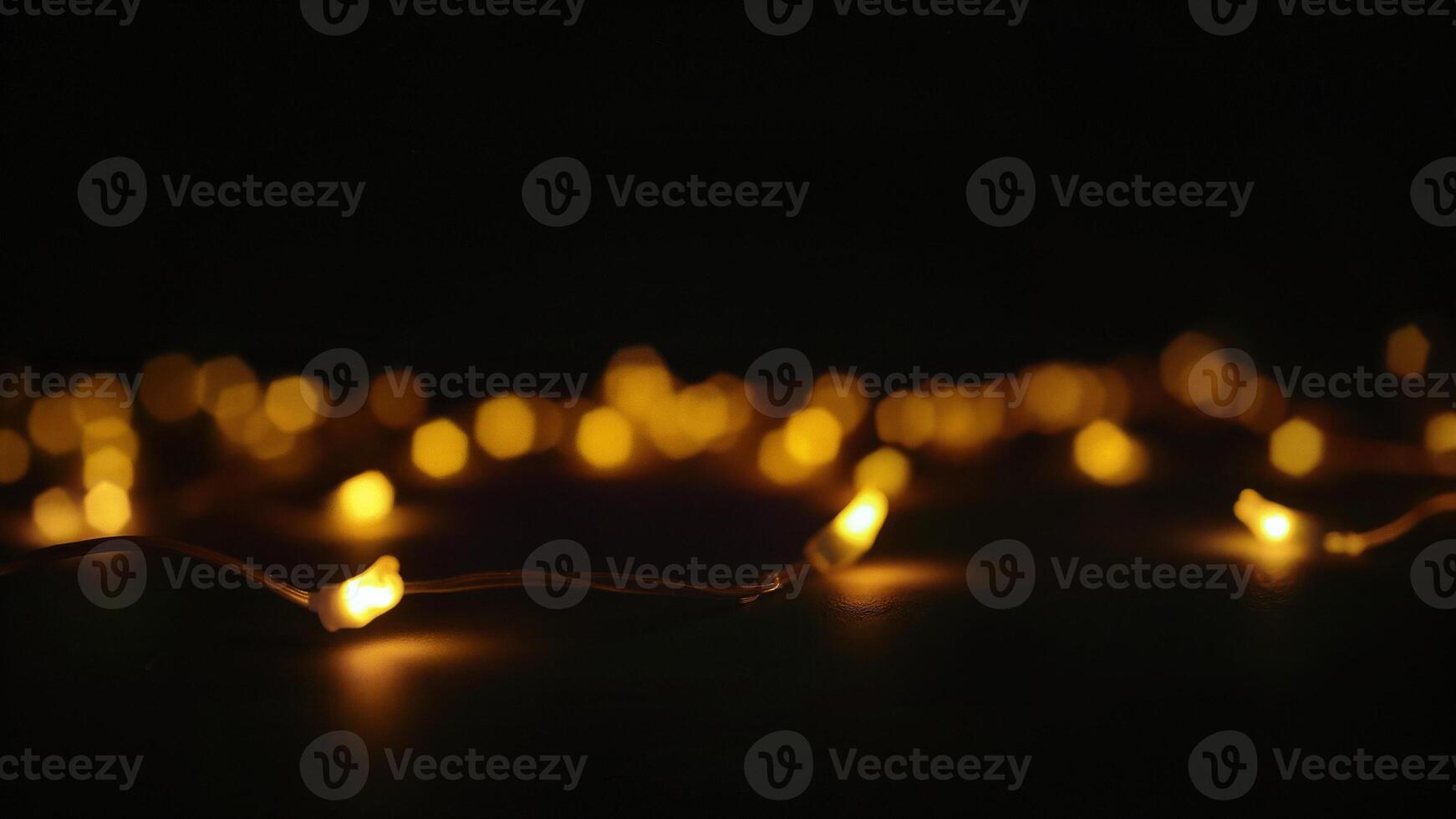 Warm Christmas Lights Bokeh in Darkness photo