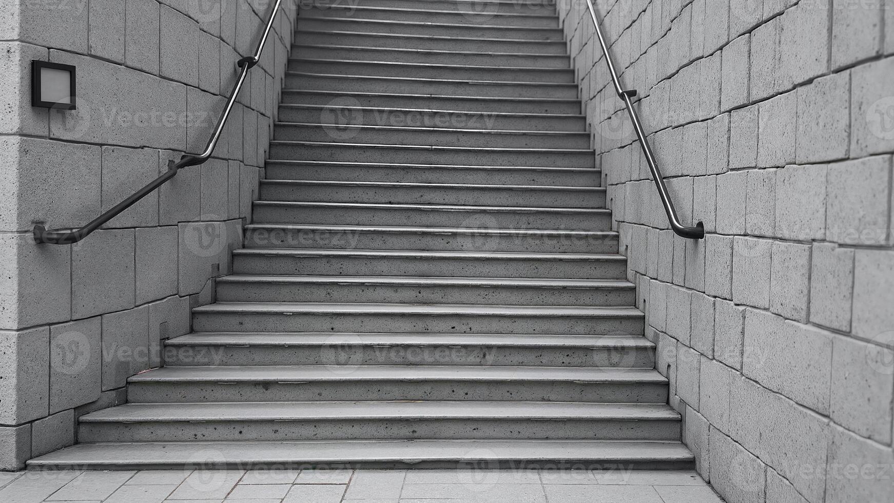 Concrete Staircase with Modern Stone Walls photo