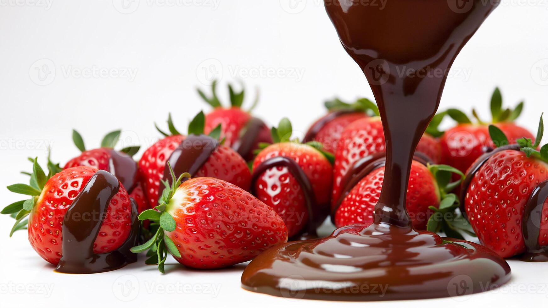Fresh Strawberries Covered With Melted Chocolate photo
