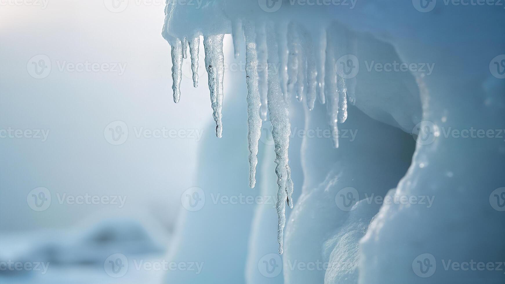 Icicles Hanging From Frozen Cave Ceiling photo