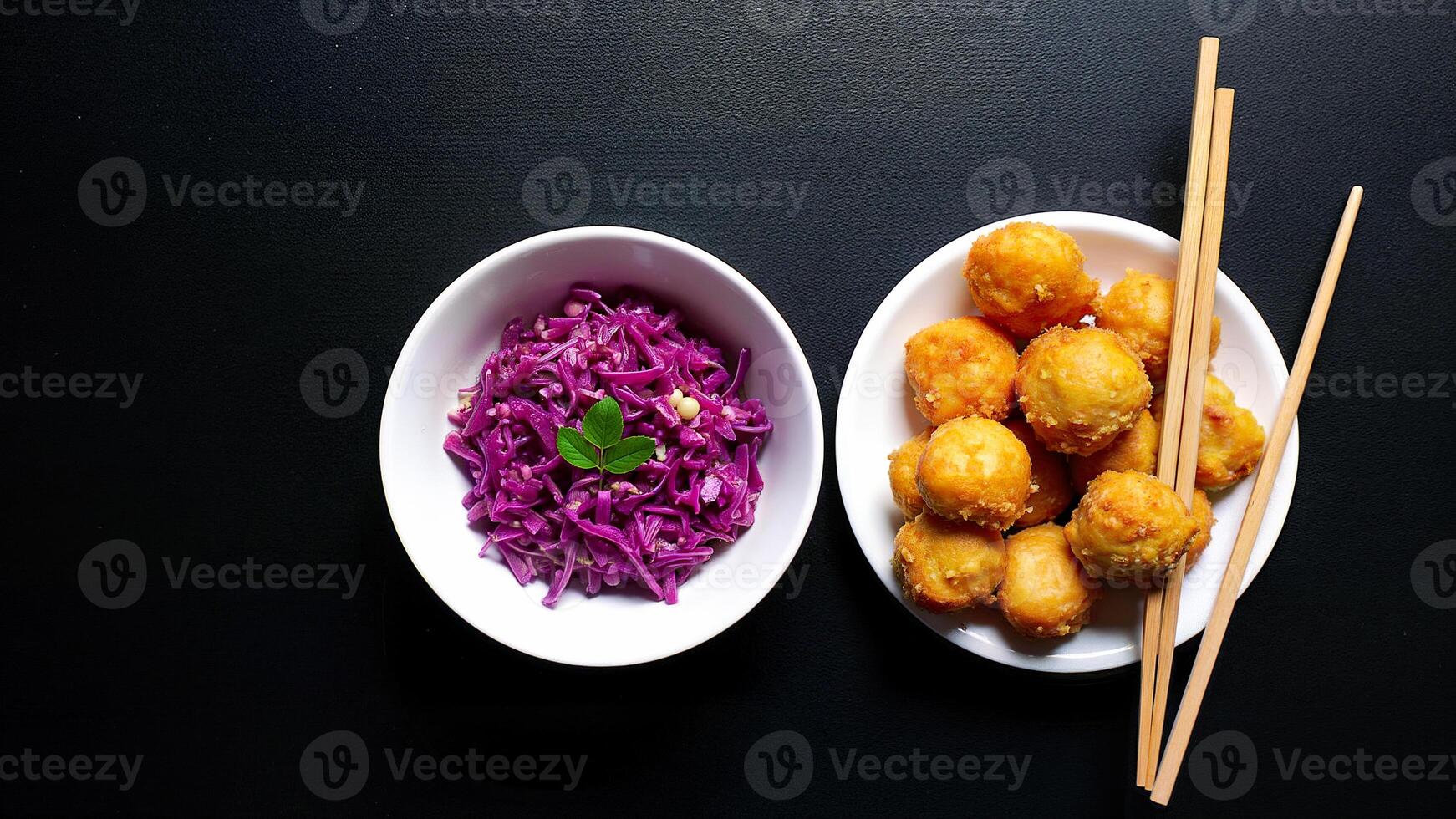 Crispy Fried Chicken and Red Cabbage Salad photo