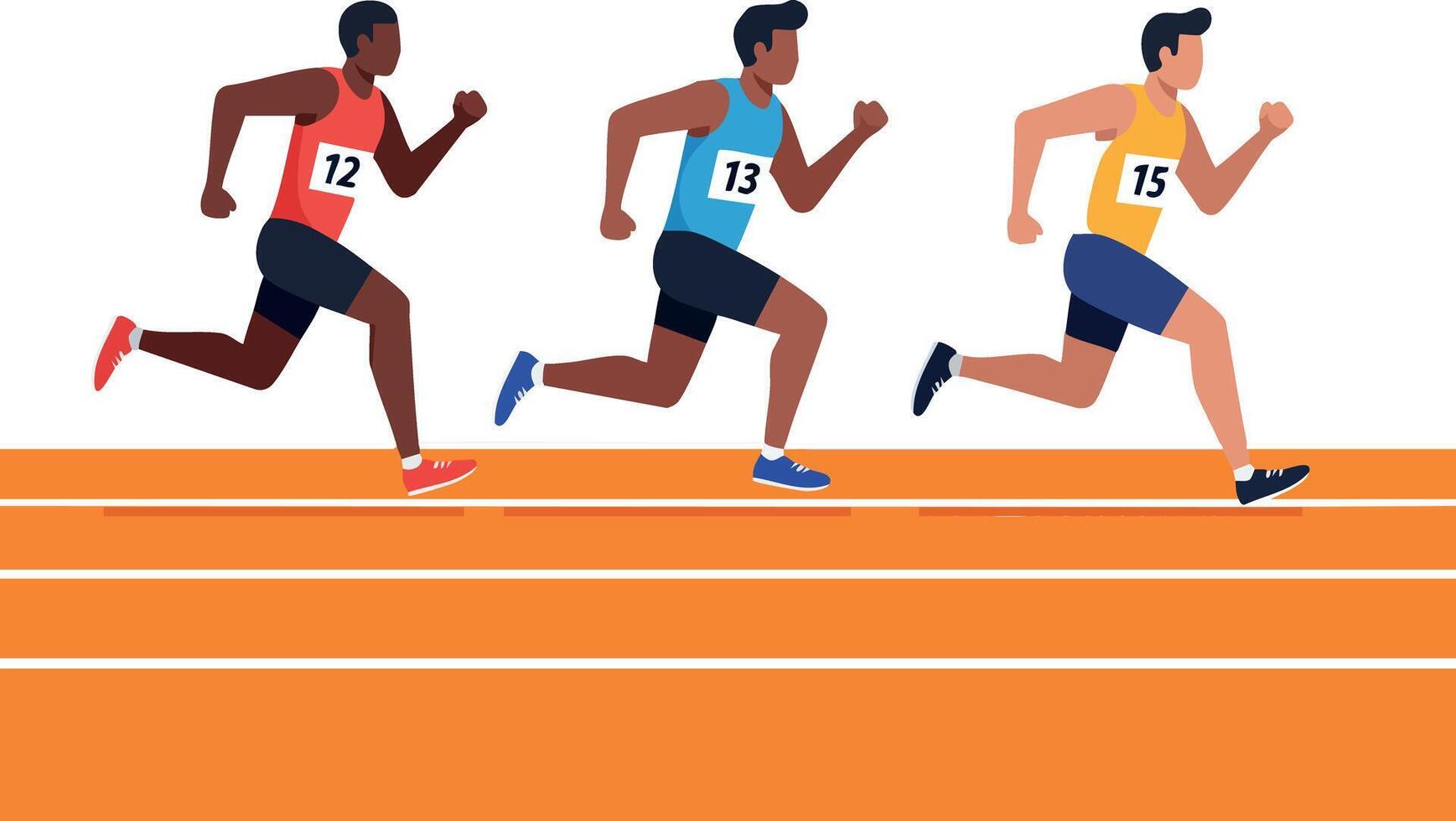 Male Sprinters Running Fast Track Race Outdoor Athletic Competition Illustration vector