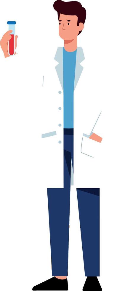 Male Scientist Holding Test Tube in White Lab Coat 2 vector