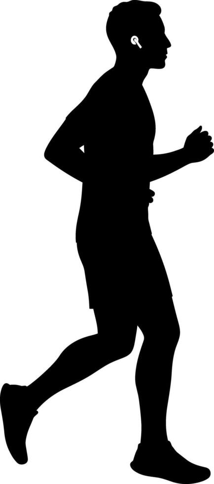 Silhouette of Running Man Exercising for Fitness and Health Illustration vector