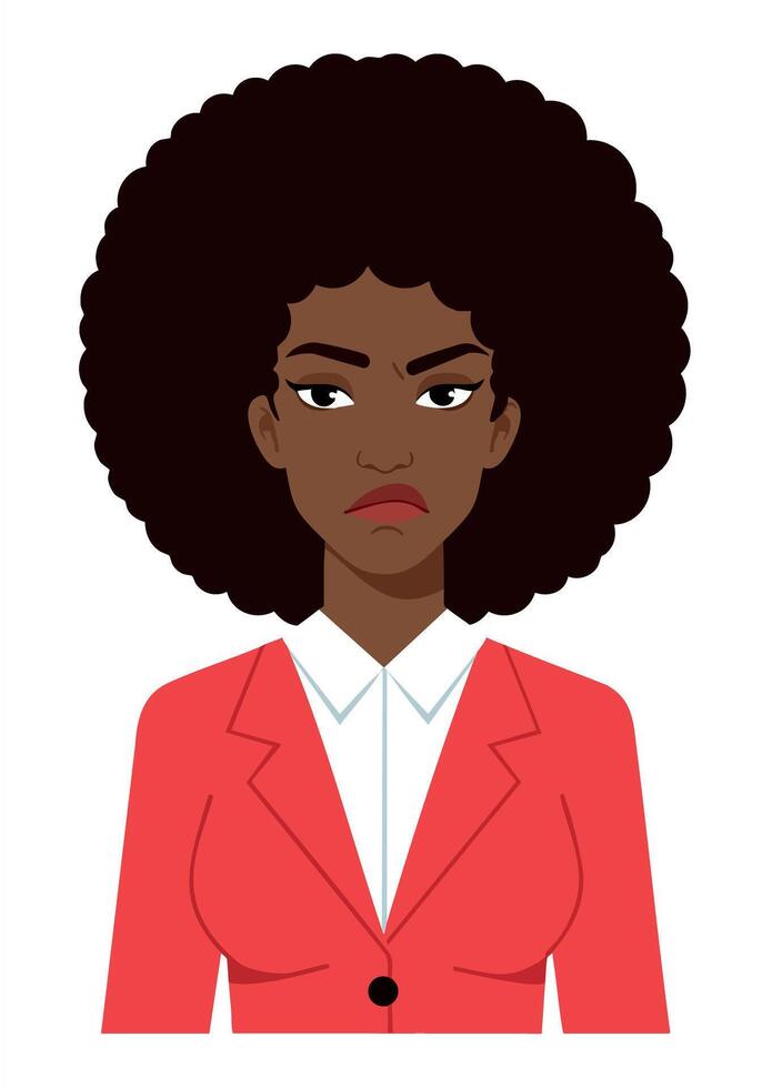 Angry African American Woman Wearing Red Blazer and White Shirt Illustration vector